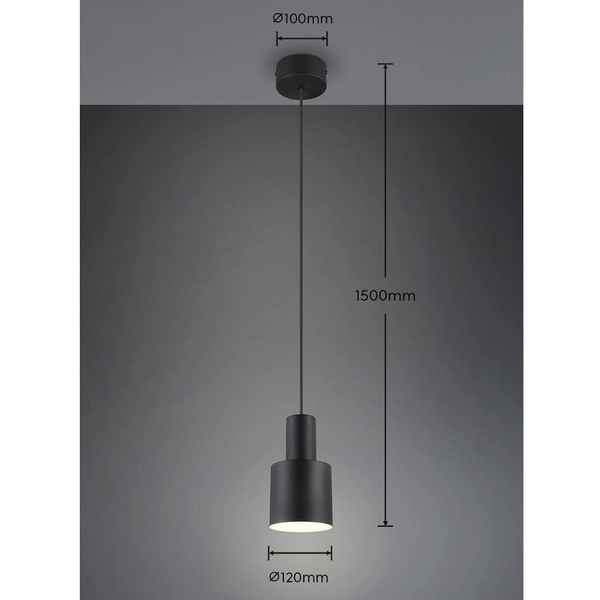 Wisząca lampa ELIOR DL132319400 Trio walec tubka do kuchni czarna