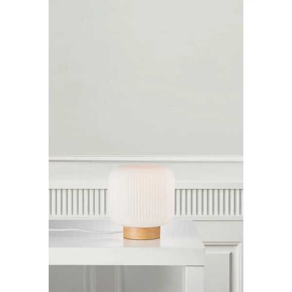 Nocna lampka do sypialni MILFORD 48915001 biała drewniana