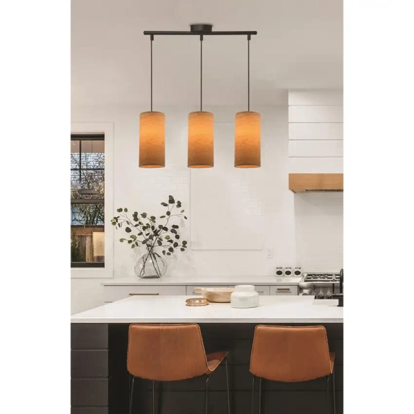 Materiałowa lampa wisząca tuba Ballo 33-19745 boho brązowy czarny