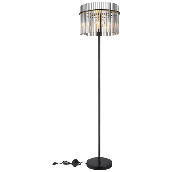 Lampa stojąca do sypialni GORLEY 15698S loft szklana czarna przydymiona