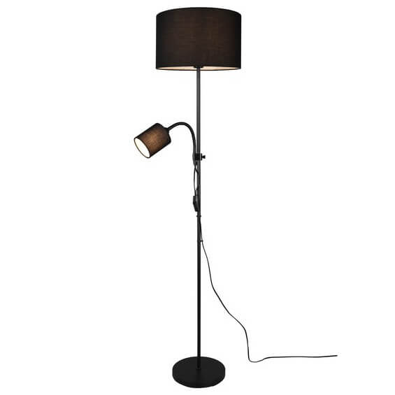 Stojąca lampa abażurowa OWEN R40192002 tkaninowa z wtyczką czarna