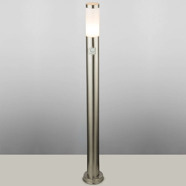 Stojąca LAMPA zewnętrzna BOSTON 3159S Globo ogrodowa OPRAWA słupek z czujnikiem ruchu IP44 stal nierdzewna biały przezroczysty