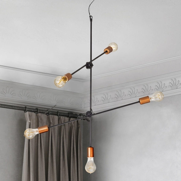 Miedziana LAMPA wisząca STICKS 6270 Nowodvorski zwis OPRAWA metalowa MOLECULAR molekuły pałąk miedź czarny