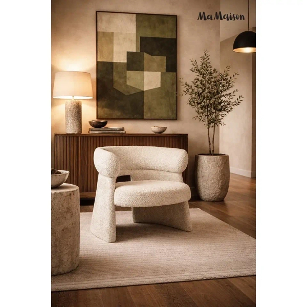 Nowoczesny fotel wypoczynkowy MADAME MM001501100359 beżowy tkanina 74cm
