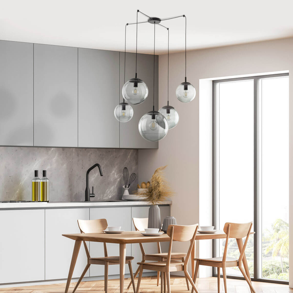 Zwisająca lampa kaskadowa Esme 5382 pająk bubble grafitowa czarna