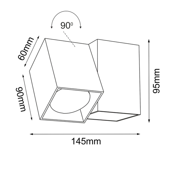 Reflektor sufitowy Cube 2293 BROSline do salonu obrotowy biały