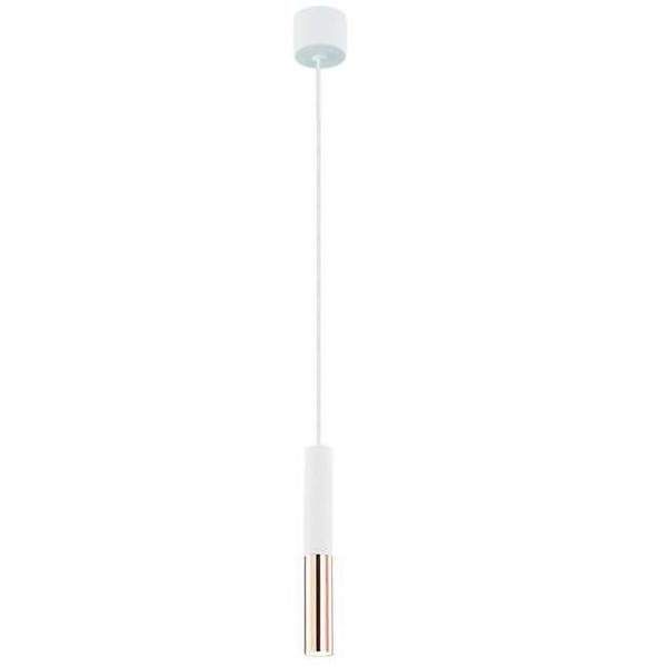 Industrialna LAMPA wisząca Slimi S Bianco / Rose Gold Orlicki Design tuba OPRAWA metalowa zwis LED 3,5W biały różowe złoto