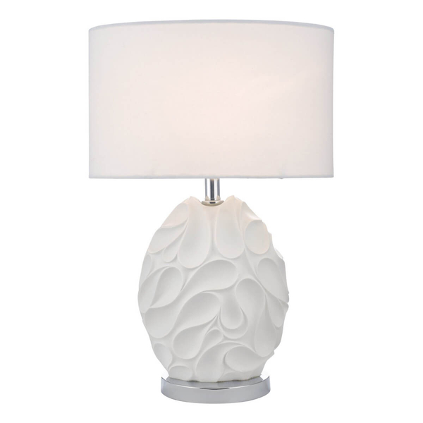 Stołowa lampka do sypialni Zachary ZAC412 glamour z abażurem biała