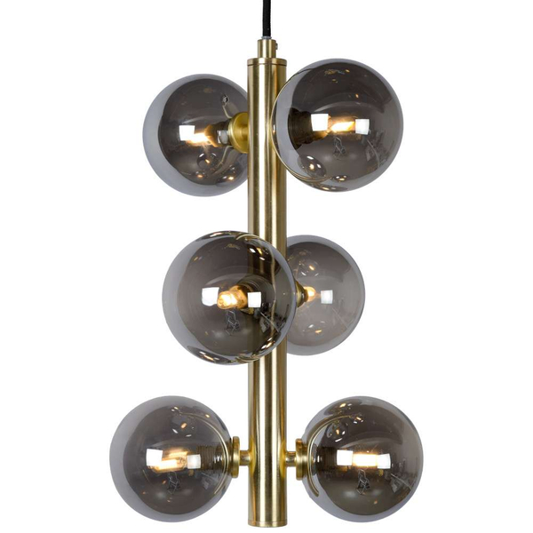 LAMPA wisząca TYCHO 45474/06/02 Lucide loftowa OPRAWA szklane kule zwis przydymiony mosiądz