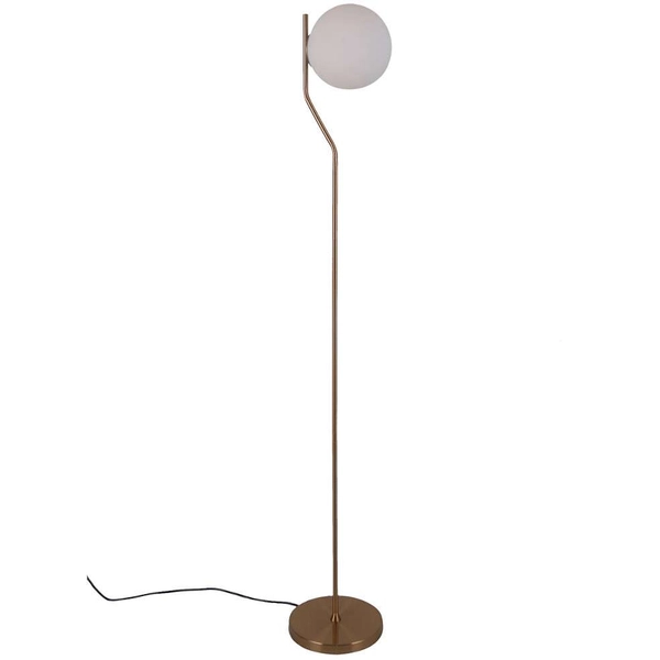 Podłogowa LAMPA stojąca CARIMI FL-3300-1-HBR Italux metalowa OPRAWA szklana kula mosiądz biała