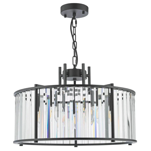 Kryształowa wisząca lampa Kiran KIR0522 regulowana na łańcuchu czarna