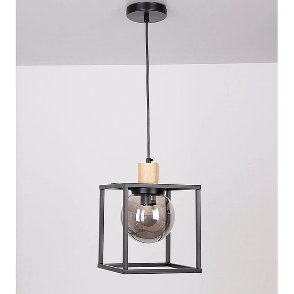 Lampa zwis klatka Retro 31-00743 Candellux klosz kula dymiona czarna