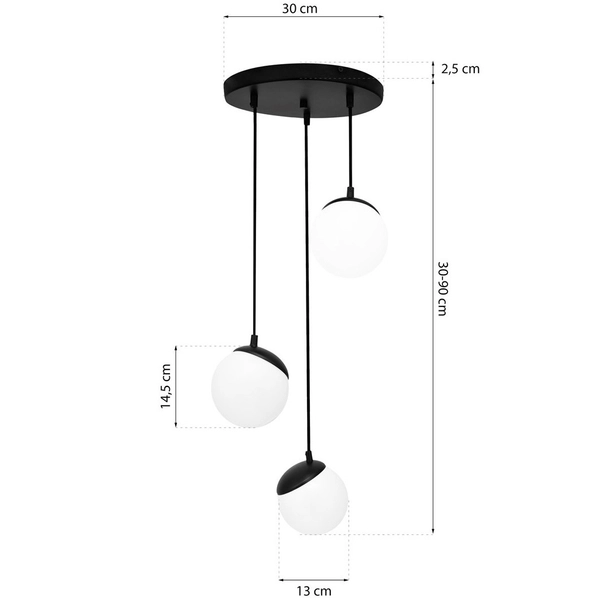 LAMPA wisząca SFERA MLP8868 Milagro loftowa OPRAWA metalowa ZWIS kaskada szklane kule balls czarne białe