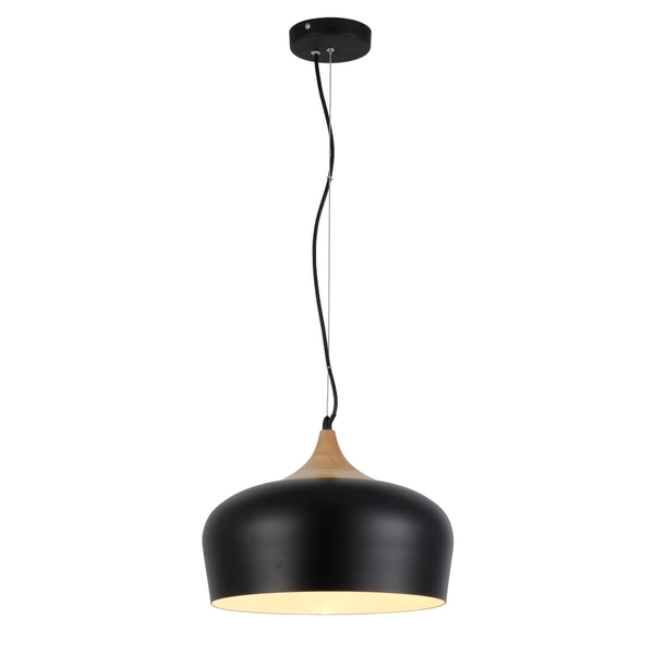 Loftowa lampa wisząca Parma metalowa do holu czarna drewno