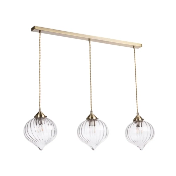 Potrójna wisząca lampa Mya MYA0375 do jadalni szklana mosiądz