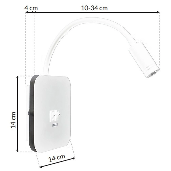 LAMPA ścienna BASE ML6351 Milagro regulowana OPRAWA kinkiet LED 10W 4000K z portem USB biały