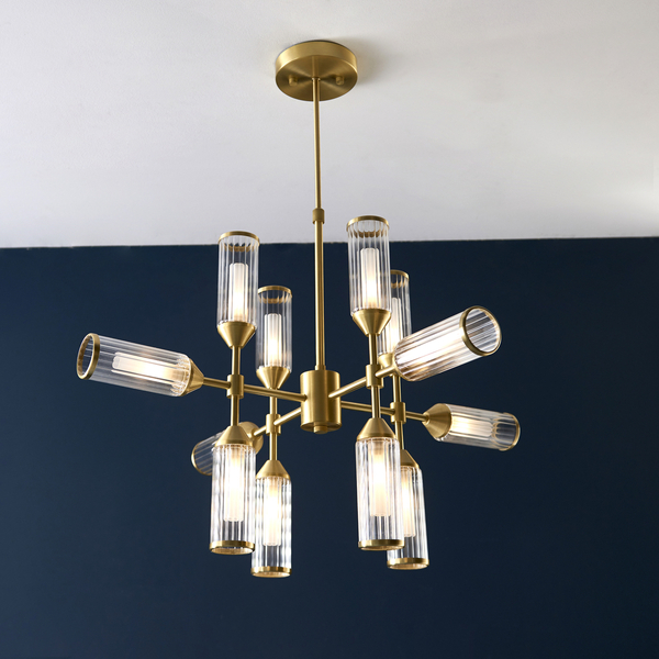 Wisząca lampa hampton L&-192214 Light& szkło plisowane mosiądz