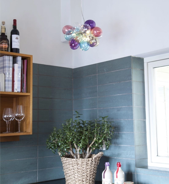 Kolorowa lampa wisząca Gross 4200440-7000 szklane bąbelki nad stół