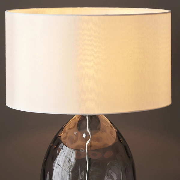 Salonowa lampa stołowa L&-199581 Light& szare szkło biała nikiel