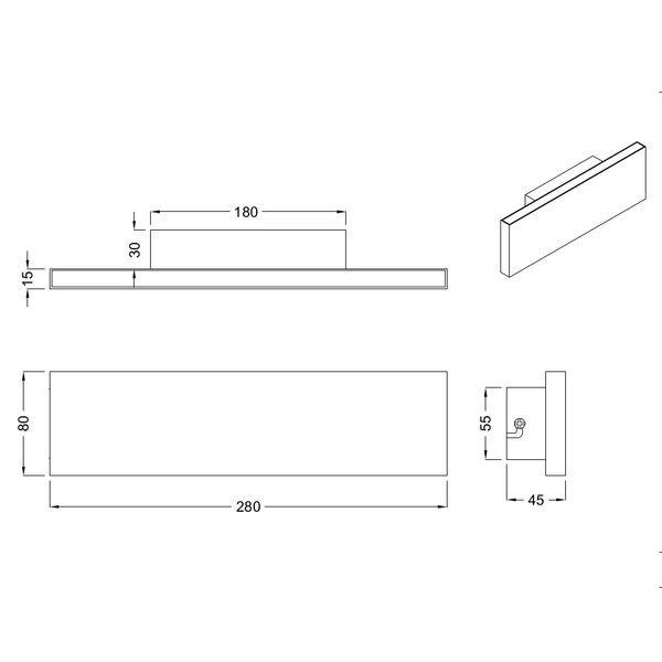 Ścienna listwa pokojowa Concha 225172942 LED 12W grafitowa prostokątna