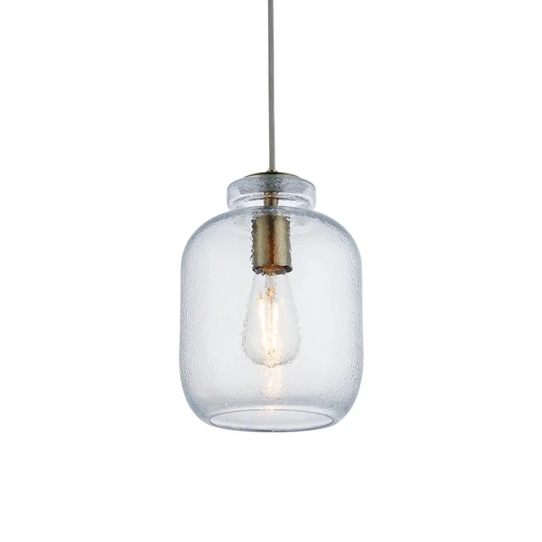 Szklana lampa wisząca Lyra 106923 do jadalni mosiądz przezroczysta