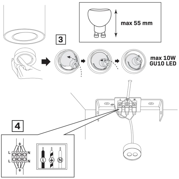 Downlight do sypialni XENO 325389 podłużna tuba biała złota