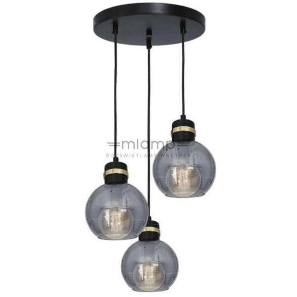 Industrialna LAMPA wisząca OMEGA MLP6533 Milagro szklana OPRAWA kule ZWIS kaskada czarna przezroczysta