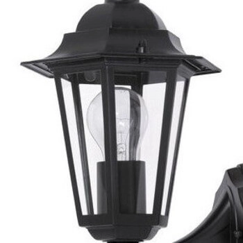 Ogrodowa lampa na ścianę VELENCE 8204 szklana IP43 czarna przezroczysta