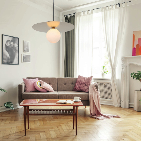 LAMPA wisząca SPOLETTO PND-201923-1 Italux modernistyczna OPRAWA metalowa ZWIS kula ball złota biała