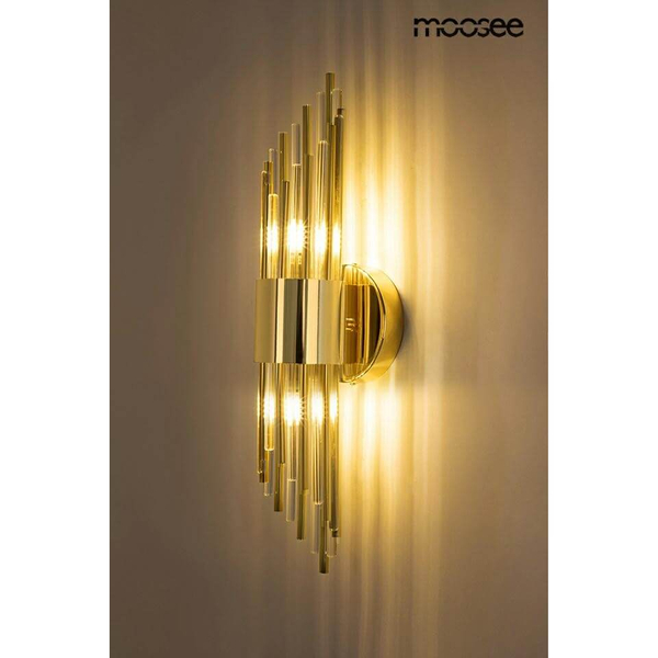 Ścienna lampa crystal Amadeo MSE010400196 Moosee metalowe rurki złota przezroczysta