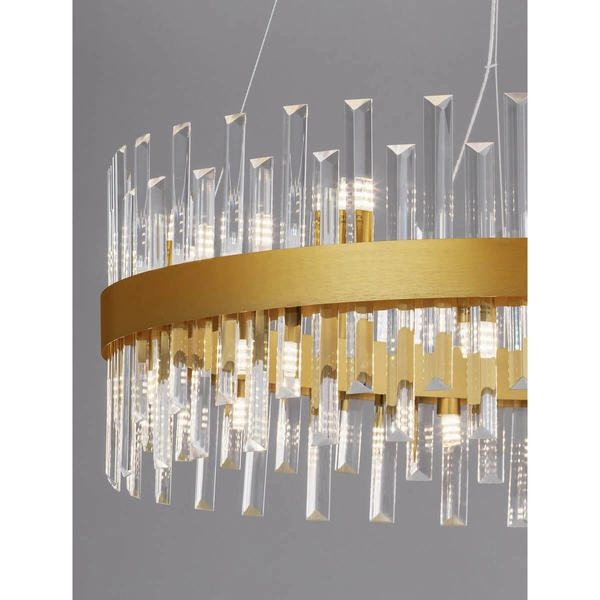 Wisząca lampa do salonu CHOLULA LE44721 kryształowa złota przezroczysta