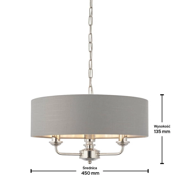 Lampa wisząca do salonu Highclere 94377 Endon łańcuch szara nikiel