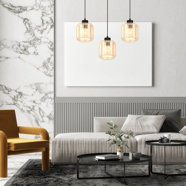 Wisząca lampa Sombra MLP8371 szklana bursztynowa czarna