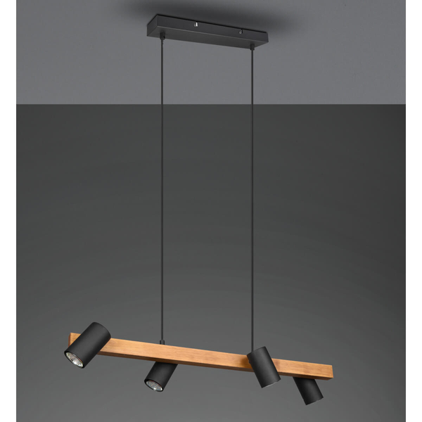 Lampa wisząca nad wsypę VANTOS DL432312490 Trio loftowa drewniana czarny