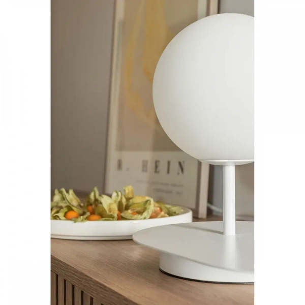 Lampa stołowa kula Hanea HAS111P1 biała 1xG9 szklana z włącznikiem