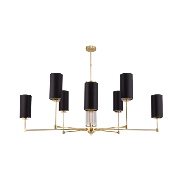 Żyrandol z abażurami Empoli EMP-ZWL-8 (Z) podłużne tuby czarne mosiądz