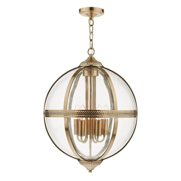 Salonowa lampa wisząca Vanessa VAN0575 Dar Lighting przezroczysta mosiądz