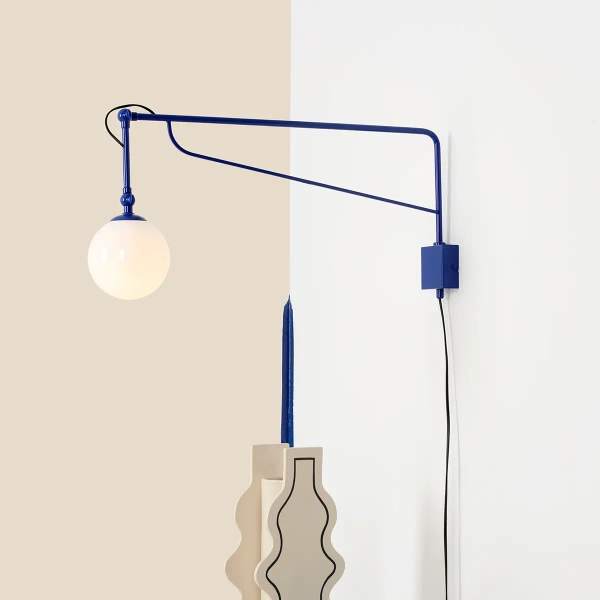 Kulista lampa ścienna SOHO 1105C25_D okrągła szklana kobaltowa