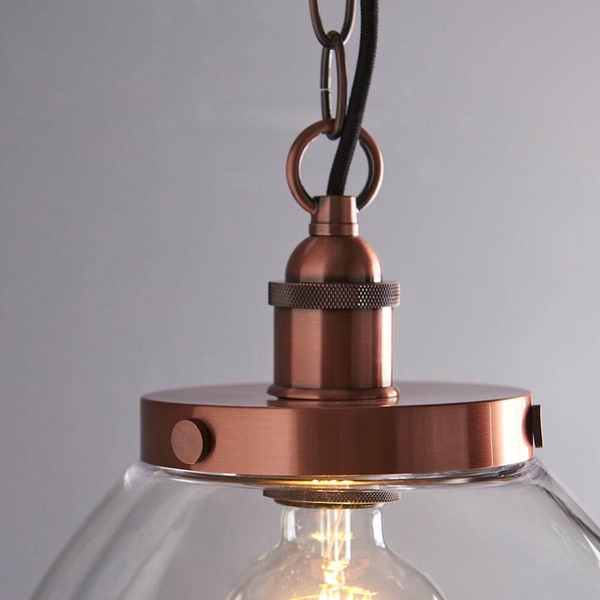 Lampa wisząca łańcuch Hansen Grand 106895 szklana miedziana przezroczysta