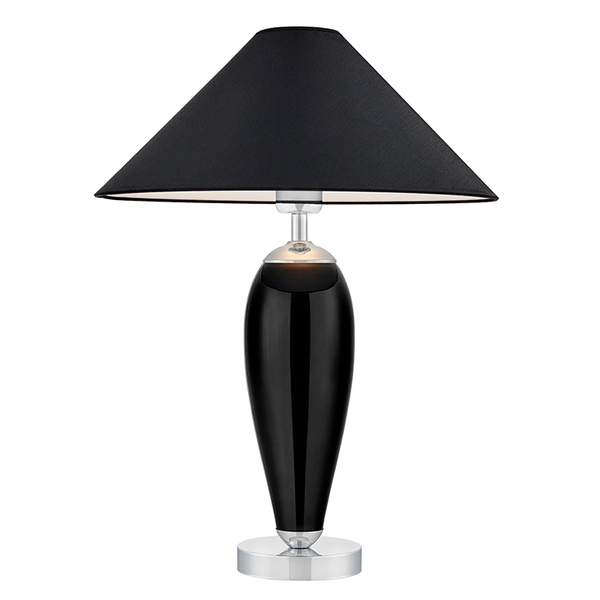 Szklana LAMPA stołowa REA 40602102 Kaspa abażurowa LAMPKA nocna czarna