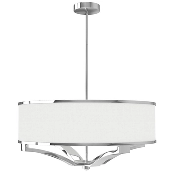 Klasyczna lampa wisząca Gerdo zwis abażurowy biały chrom