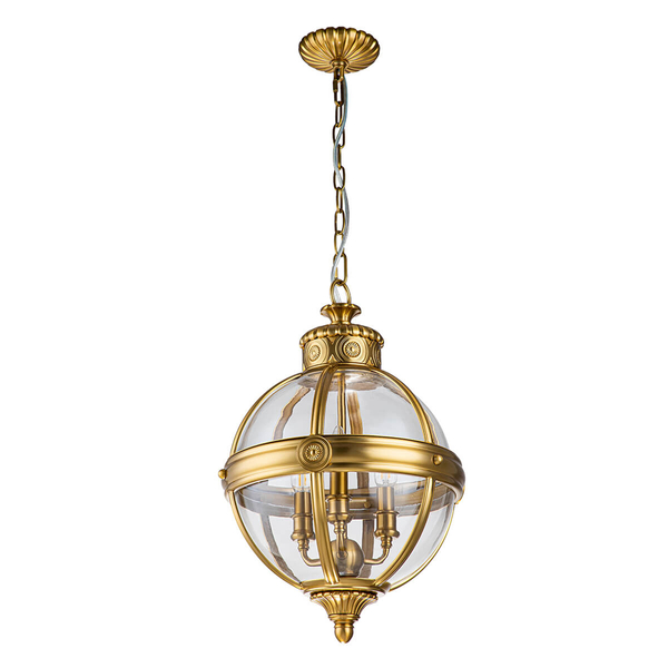 Lampa wisząca kula Adams FE-ADAMS-3P-BB Feiss przezroczysta mosiądz