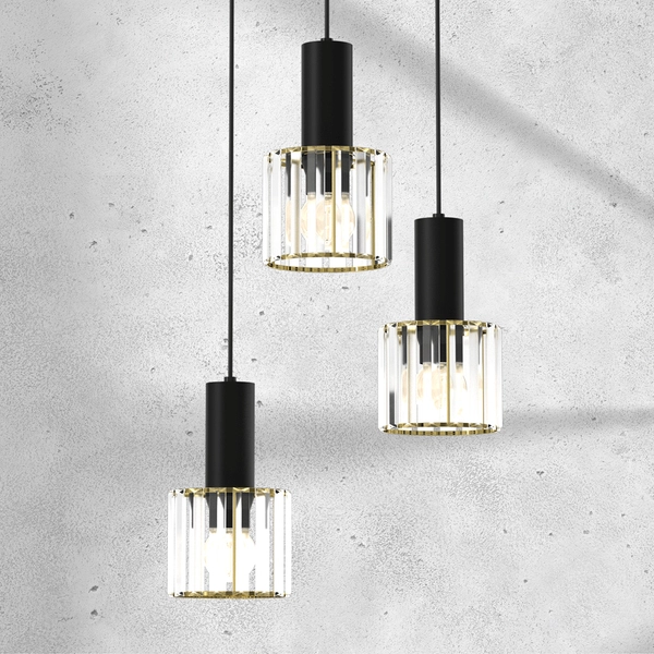 Lampa wisząca Cristal MLP8362 kaskada nad stół czarna złota