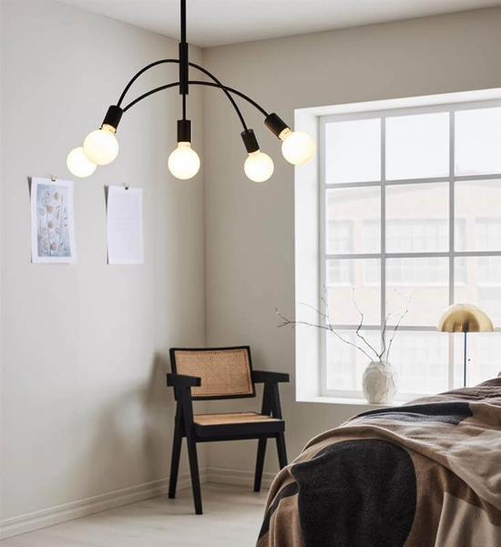 Wisząca lampa czarna Cygnus sypialniana nad łóżko industrial