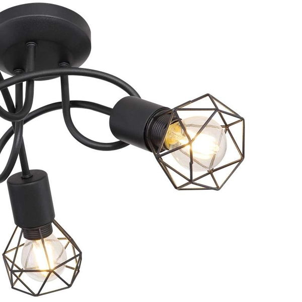 Druciana LAMPA sufitowa XARA I 54802S-3D Globo industrialna OPRAWA metalowy plafon pręty czarne