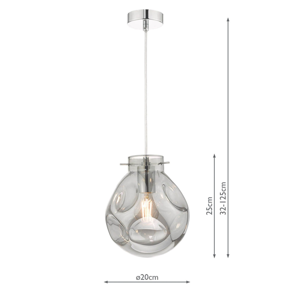 Designerski zwis Quinn QUI0110 Dar Lighting kula szkło dymione chrom