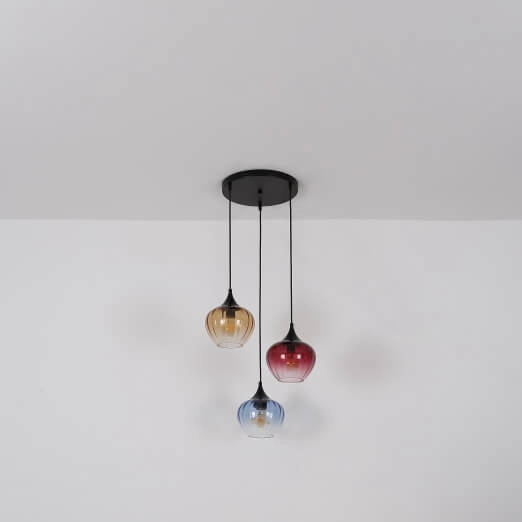 Potrójna wisząca lampa Sander 15748-3HR szklana multikolor