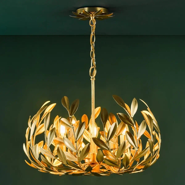 Łańcuchowa lampa wisząca Ercilia ERC0535 liście gałęzie złote
