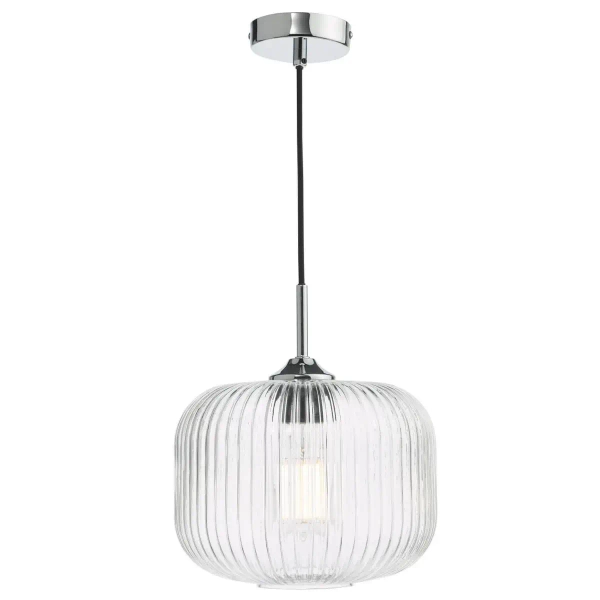 Regulowana wisząca lampa Demarius DEM0108 ryflowany szklany przezroczysty