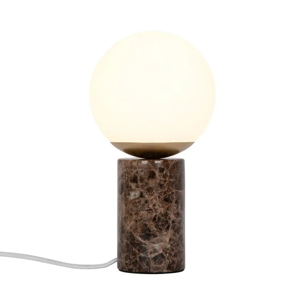 Kulista lampka nocna LILLY 2213575018 okrągła biała brązowa